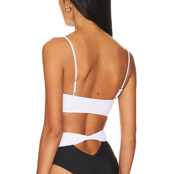 Lovers + Friends Cut Out Bikini Top Black White XS Colorblock West Coast $78 NEW - Picture 3 of 7